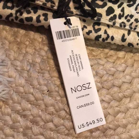 NOSZ Chico’s Roll Up Travel Jewelry Case Leopard - Picture 2 of 5